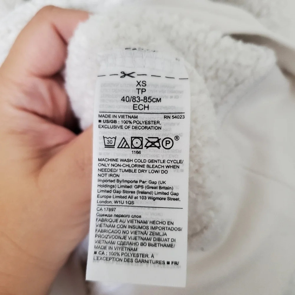 BANANA REPUBLIC Sherpa Hoodie White Size XS - Picture 7 of 8
